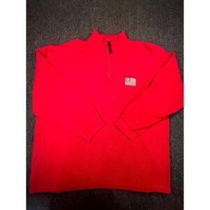 Vintage Chaps Ralph Lauren Flag Sweater Men XL Red Cotton Tight Knit Quarter Zip